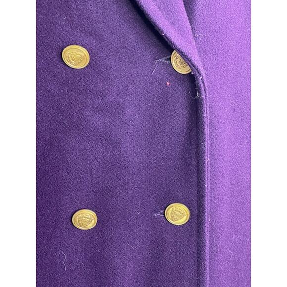 wool coat overcoat vintage double breasted purple - Picture 3 of 14